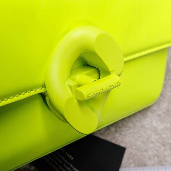 Rebecca Minkoff Neon Yellow G Silver Chain Small Shoulder Handbag NWT - Picture 10 of 14